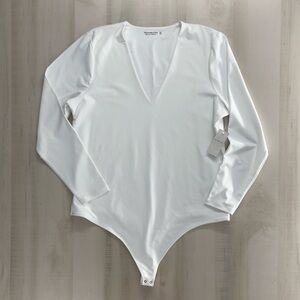 nwt ABERCROMBIE & FITCH soft collection stretchy bodysuit long sleeve white XXL